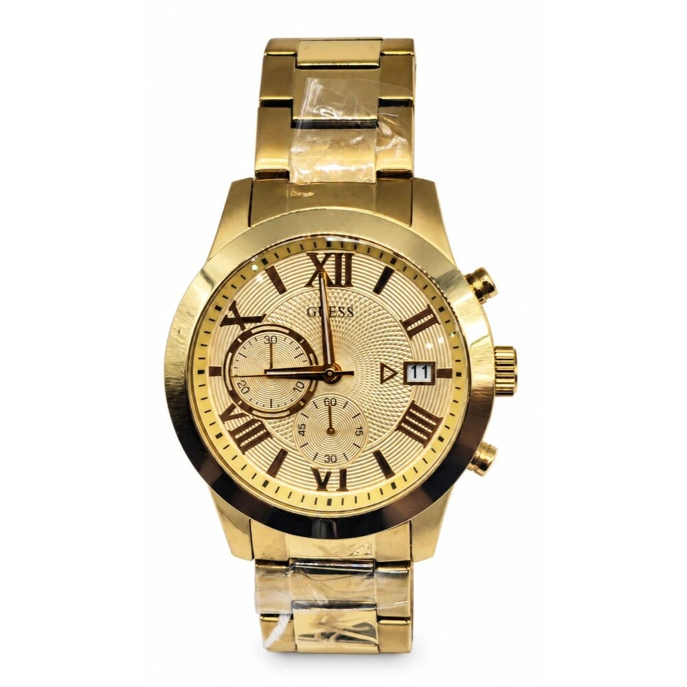 GUESS Atlas U0668G4 Men's 45mm Gold Tone Stainless Steel Chronograph Watch